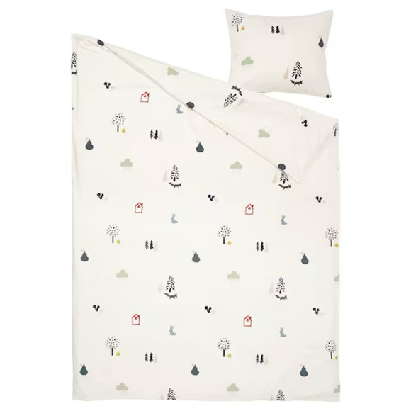 IKEA BARNDRÖM BARNDROM Duvet Cover & Pillowcase, Forest Pattern (405.047.01) NEW - Picture 2 of 5